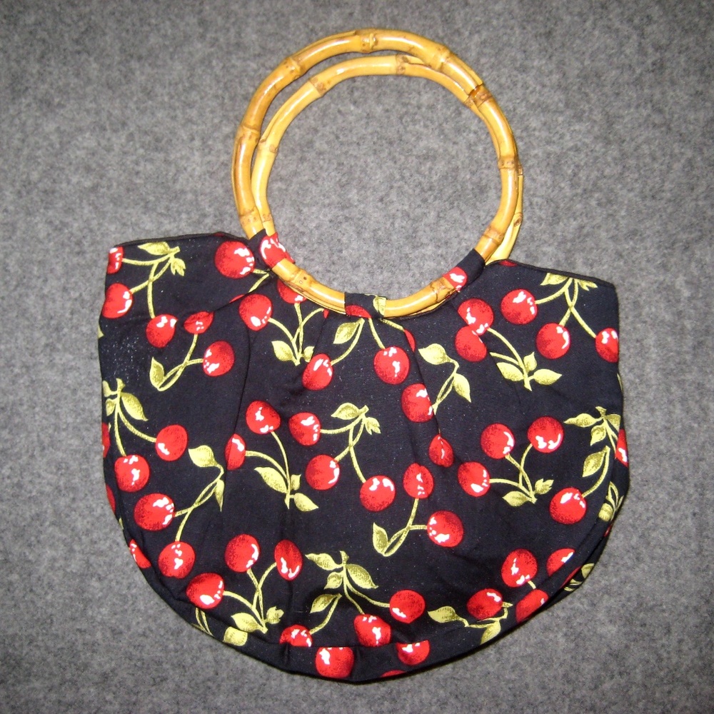 EXY ARNETTE Rockabilly Red Cherry Print Handbag